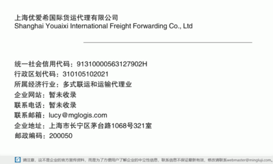 上海优爱希国际货运代理 专业、高效的全球物流解决方案